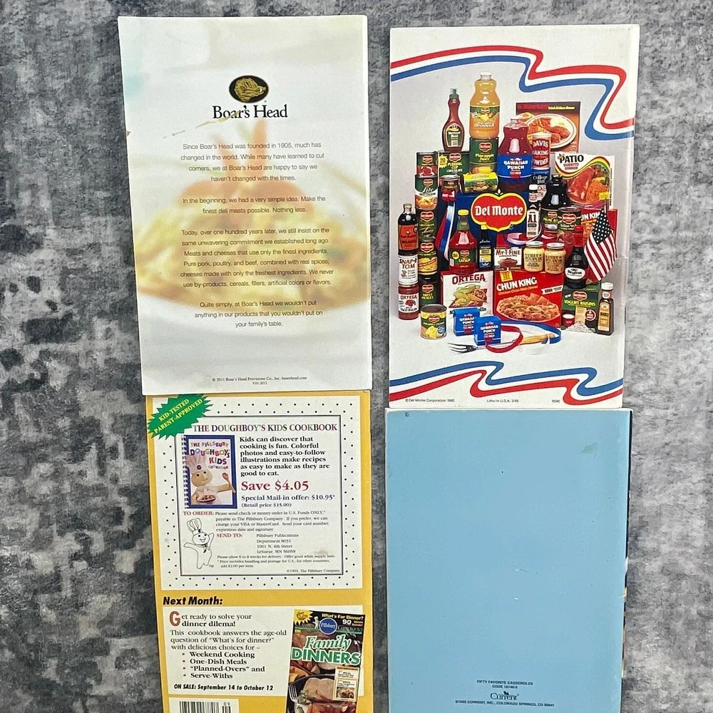 Easy Cooking Booklet Lot Boar's Head Del Monte Pillsbury Cookies Casseroles